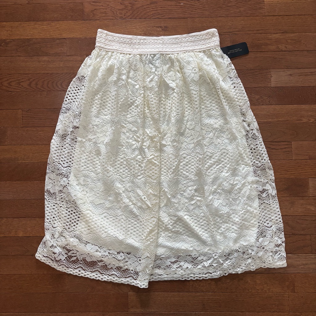 Cream All Over Lace Midi Skirt Nwt